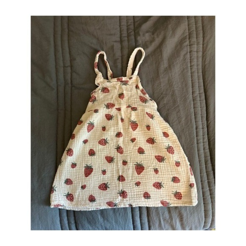 Rabbit + Bear Organic Cotton Strawberry Dress Size 3T Cream/Red